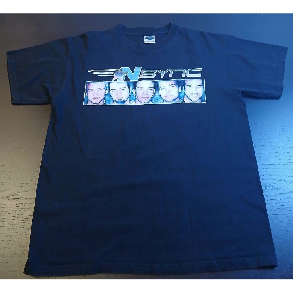 Vintage NSYNC Celebrity Tour 2002 T-Shirt Black Cygnus Large Justin Timberlake